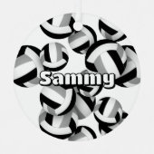 Graue Volleyballs mit Athleten Namensgewähr Ornament Aus Metall (Vorderseite)