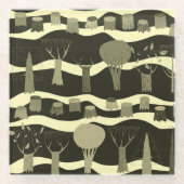 Graue Waldtapestry: Baummuster. Glasuntersetzer (Vorderseite)