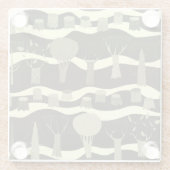 Graue Waldtapestry: Baummuster. Glasuntersetzer (Rückseite)