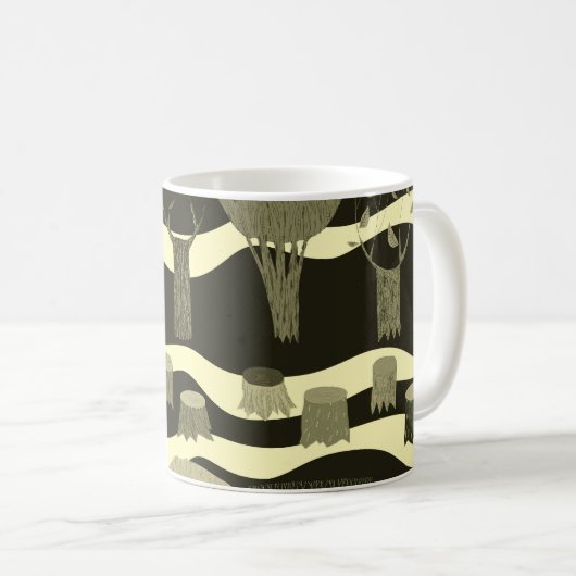 Graue Waldtapestry: Baummuster. Kaffeetasse (VorderseiteRechts)