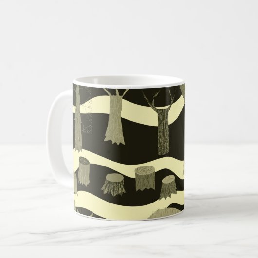 Graue Waldtapestry: Baummuster. Kaffeetasse (Vorderseite Links)