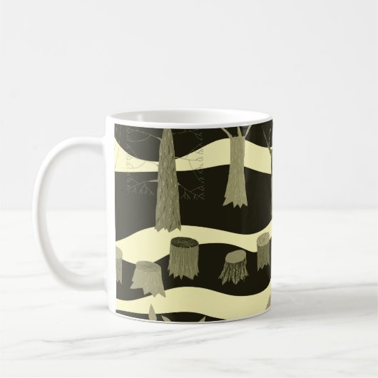 Graue Waldtapestry: Baummuster. Kaffeetasse (Links)