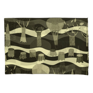 Graue Waldtapestry: Baummuster. Kissenbezug