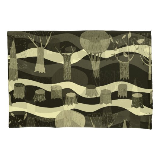 Graue Waldtapestry: Baummuster. Kissenbezug (Vorderseite)