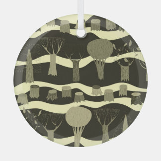 Graue Waldtapestry: Baummuster. Ornament Aus Glas