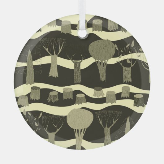 Graue Waldtapestry: Baummuster. Ornament Aus Glas (Vorderseite)