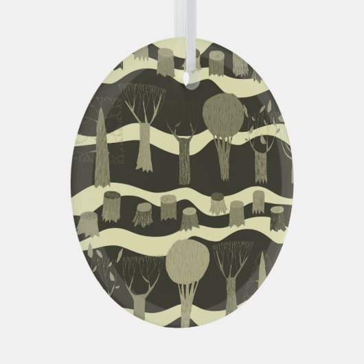 Graue Waldtapestry: Baummuster. Ornament Aus Glas (Vorderseite Rechts)