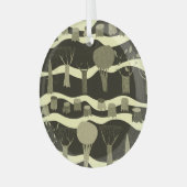 Graue Waldtapestry: Baummuster. Ornament Aus Glas (Vorderseite links)
