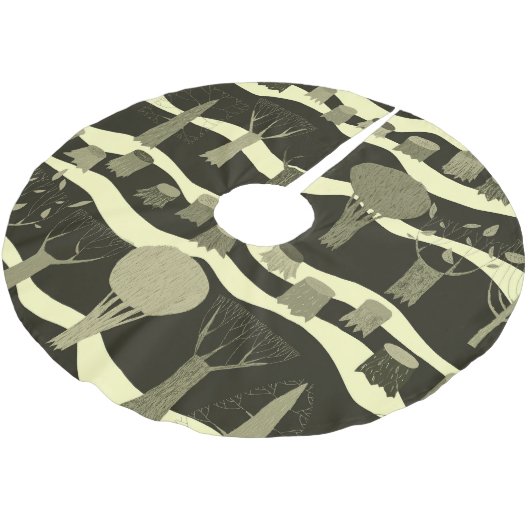 Graue Waldtapestry: Baummuster. Polyester Weihnachtsbaumdecke (Schrägansicht)