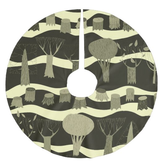 Graue Waldtapestry: Baummuster. Polyester Weihnachtsbaumdecke (Vorderseite)