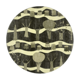 Graue Waldtapestry: Baummuster. Schneidebrett
