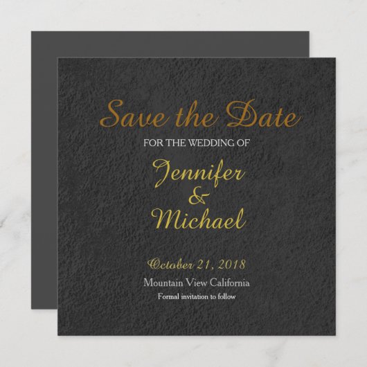 Graue Wand Save the Date Hochzeitshandschrift (Vorne/Hinten)