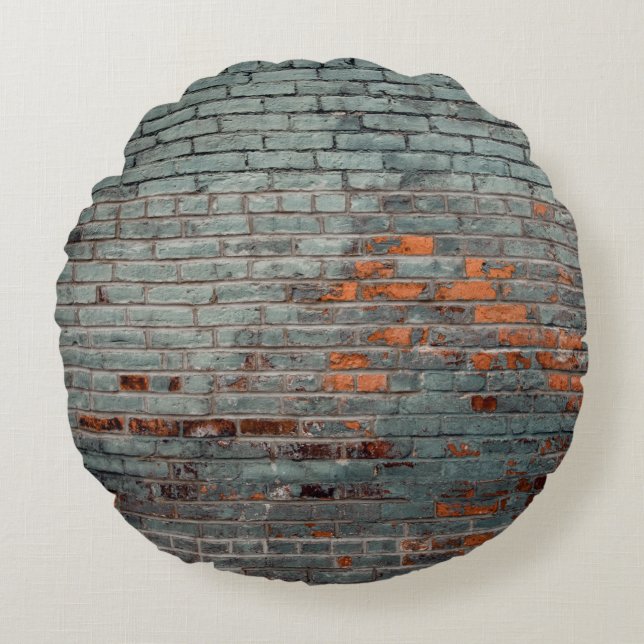 Graue Wandfarbe Rundes Kissen (Vorderseite)