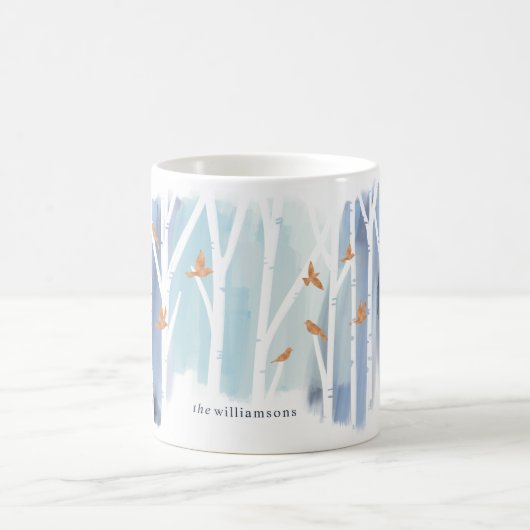 Graue Waschbäume und Goldtauben Kaffeetasse (Mittel)