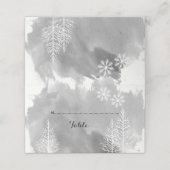 Graue Wasserfarbe & Bäume Winter Hochzeitskarte Platzkarte (Außenseite Aufgefaltet)