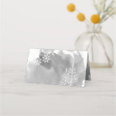 Graue Wasserfarbe & Bäume Winter Hochzeitskarte Platzkarte (Rückseite)