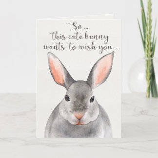 Graue Wasserfarbe Bunny Rabbit Happy Birthday Card Karte