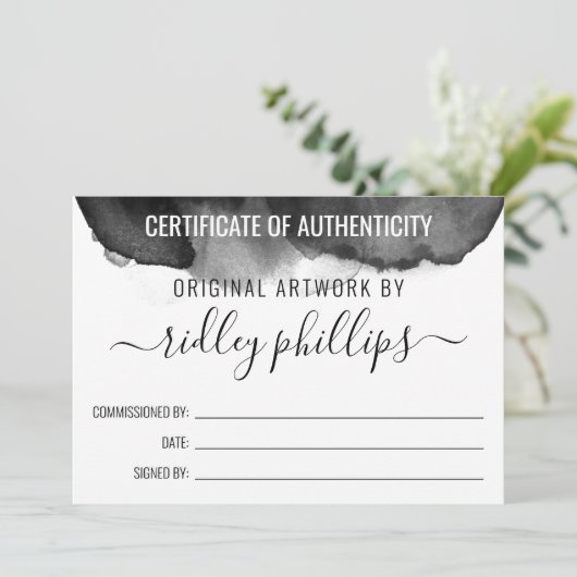 Graue Wasserfarbe Größere Echtheitsbescheinigung (Stehend Vorderseite)