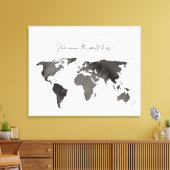 Graue Wasserfarbe Leinwand Weltkarte Gästebuch (Insitu (Wohnzimmer))