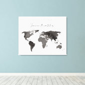 Graue Wasserfarbe Leinwand Weltkarte Gästebuch (Insitu (Holzboden))