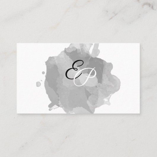 Graue Wasserfarbe Moderne Visitenkarte (Rückseite)