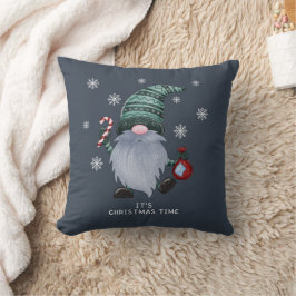 Graue Wasserfarbe Skandinavischer Weihnachtsgenom Kissen