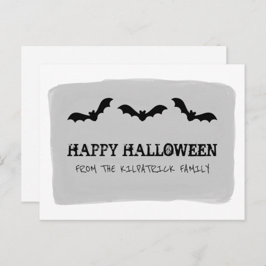 Graue Wasserfarben-Fledermäuse Halloween Postkarte (Vorne/Hinten)