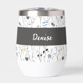 Graue Wasserfarben-Monogramm-Name Wildblume