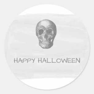 Graue Wasserfarben-Skull-Halloween-Sticker Runder Aufkleber