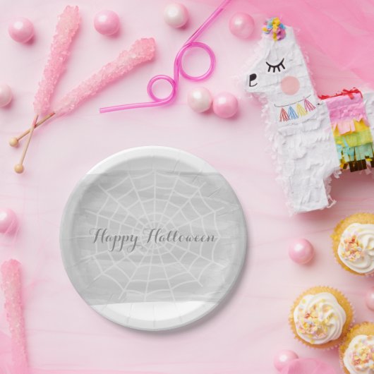 Graue Wasserfarben-WebHalloween Pappteller (Party)