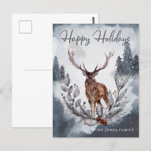 Graue Wasserfarben-Weihnachts-Winter-Feiertags-Pos Postkarte