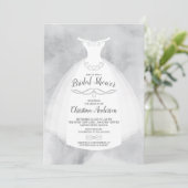 Graue Wasserfarbenbrille Gown-Brautparty Einladung (Stehend Vorderseite)