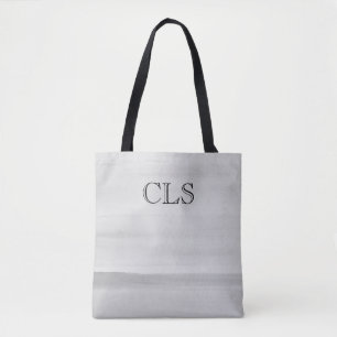 Graue Wasserfarbenpinsel mit Initialen Tasche
