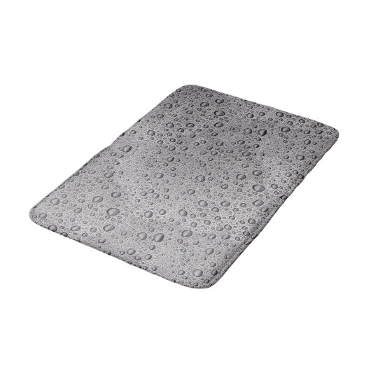 Graue Wassertröpfchen Badematte (Schrägansicht)