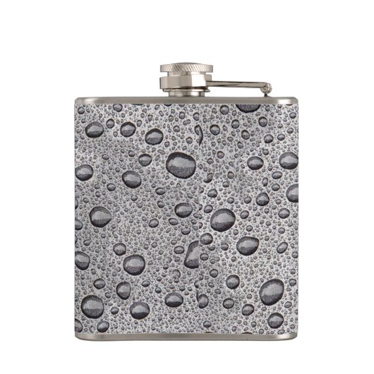 Graue Wassertröpfchen Flachmann (Rückseite)