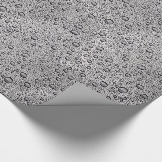 Graue Wassertröpfchen Geschenkpapier (Ecke)