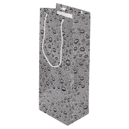 Graue Wassertröpfchen Geschenktüte Für Weinflaschen (Vorderseite Schrägansicht)
