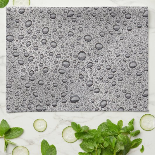 Graue Wassertröpfchen Geschirrtuch (Gefaltet)