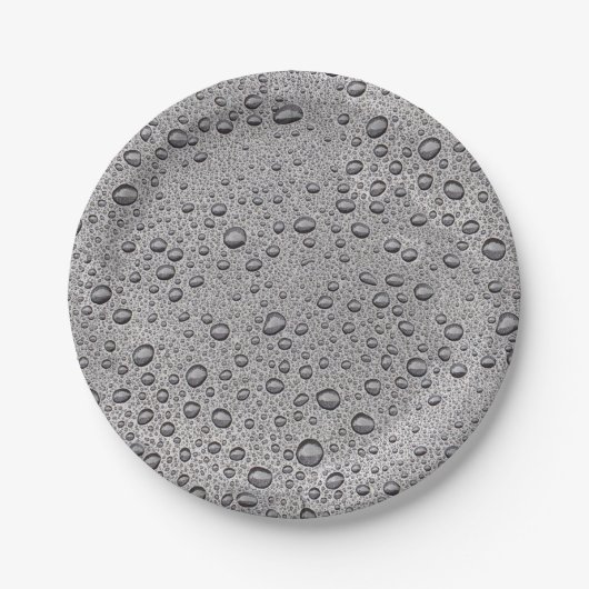 Graue Wassertröpfchen Pappteller (Vorderseite)