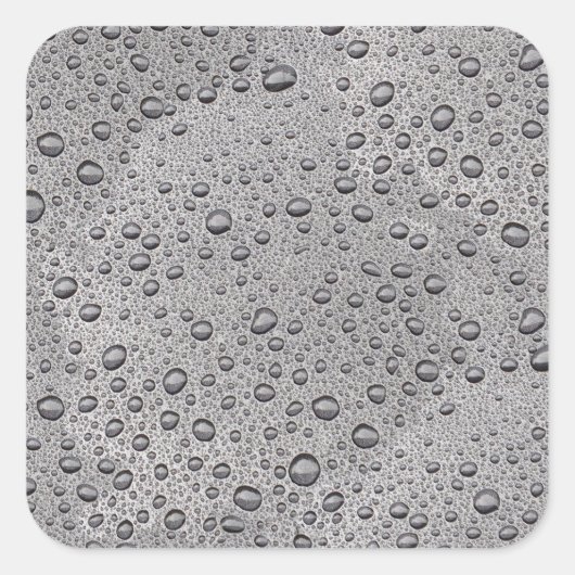 Graue Wassertröpfchen Quadratischer Aufkleber (Vorderseite)