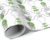 Graue Watercolor-Bogen und grünes Thema Geschenkpapier (Rolleneckpunkt)