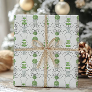Graue Watercolor-Bogen und grünes Thema Geschenkpapier