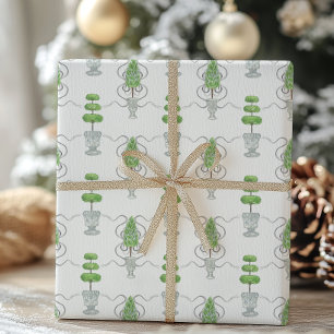 Graue Watercolor-Bogen und grünes Thema Geschenkpapier