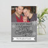 Graue Weihnachts-Foto-Weihnachtskarte Feiertagskarte (Stehend Vorderseite)