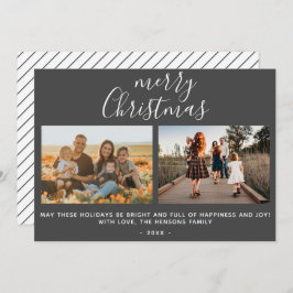 Graue Weihnachts-Script-Familie Foto Collage Feiertagskarte