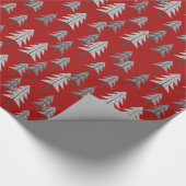Graue Weihnachtsbäume Kiefer Roter Jahrgang Geschenkpapier (Ecke)