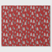 Graue Weihnachtsbäume Kiefer Roter Jahrgang Geschenkpapier (Flach)