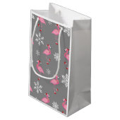 Graue Weihnachtsfeier Kleine Geschenktüte (Rückseite Schrägansicht)
