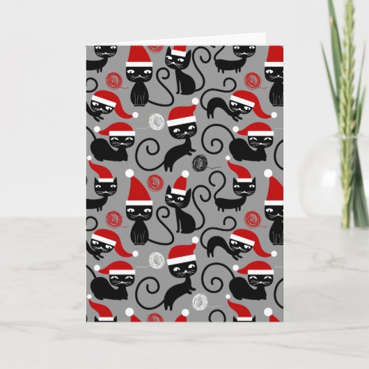 graue Weihnachtskatzen Einladung (Vorderseite)