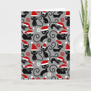 graue Weihnachtskatzen Einladung